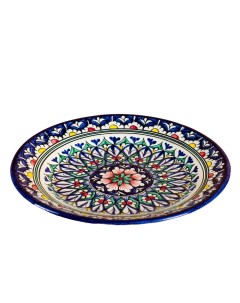 Тарелка Риштанская Керамика Цветы 23 см синий Шафран