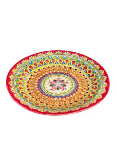 Тарелка Риштанская Керамика Узоры 28 см разноцветная микс Шафран