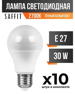 Лампа светодиодная E27 30W A65 2700K матовая арт 803638 10 шт Saffit