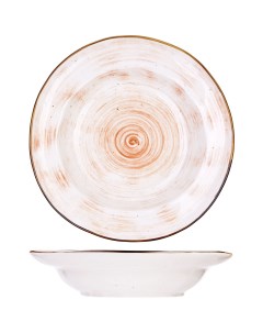 Тарелка глубокая Пастораль 230х230х50мм фарфор оранжевый Kunstwerk