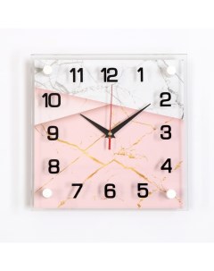 Часы Часы настенные серия Интерьер Розовый мрамор плавный ход 25 х 25 Рубин