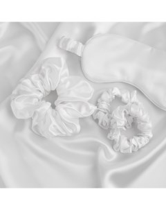 Подарочный набор из шелка White наволочка маска для сна резинки для волос Soft box