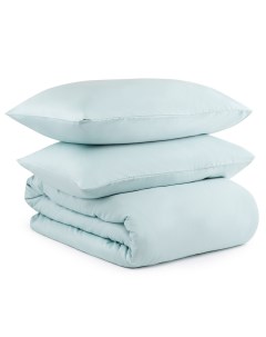 Комплект постельного белья полутораспальный голубого цвета essential голубой Tkano