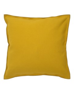 Чехол на подушку из фактурного хлопка горчичного цвета с контрастным кантом из коллекции e Tkano