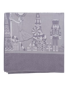 Скатерть из хлопка фиолетово серого цвета Щелкунчик new year essential 180х180см Tkano