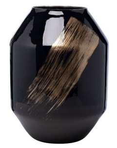 Ваза стеклянная черная с золотом Высота 30 см Garda decor