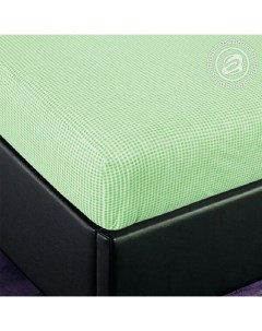 Простыня Трикотажная на Резинке 90х200х20 251 Клетка зеленая Арт-дизайн