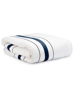 Комплект постельного белья из сатина белого цвета с синим кантом Essential Tkano