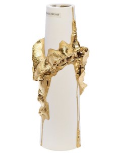 Ваза керамическая белая с золотым декором Высота 30 см Garda decor