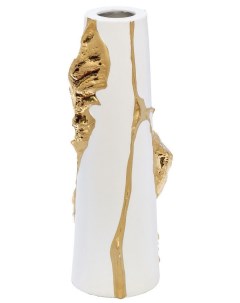 Ваза керамическая белая с золотым декором Высота 24 см Garda decor