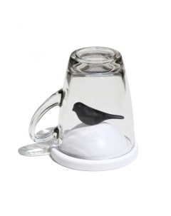 Чашка с крышкой Sparrow белая с черным Qualy