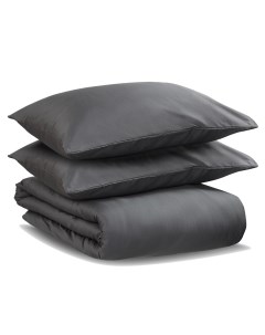 Комплект постельного белья из сатина темно серого цвета из коллекции Wild 150х200 см Tkano
