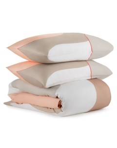 Комплект постельного белья двуспальный бежевого цвета с авторским принтом Tkano