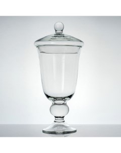 Стеклянная ваза Стеклозавод с крышкой гладь высота 250мм диаметр 150 Неман