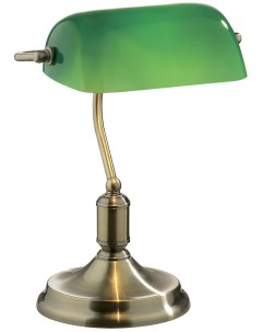 Настольная лампа Lawyer 60Вт Е27 230В Античная латунь Зеленый 045030 Ideal lux