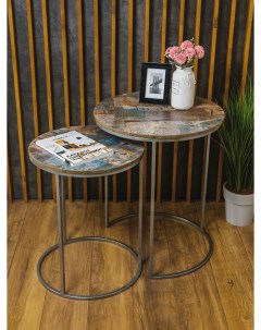 Журнальный столик Дуо высокий светло коричневый серый Дэрия