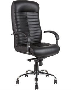 Кресло офисное Орион Хром кожа черная Евростиль