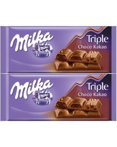 Шоколадная плитка Triple шоколад 90г 2 шт Milka