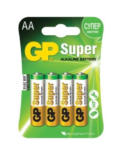 Батарейка Super AA LR06 15A алкалиновая BC4 комплект 12 батареек 3 упак х 4шт Gp