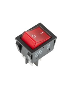 Выключатель клавишный 250V 25А 4с ON OFF красный с подсветкой 10 шт Rexant