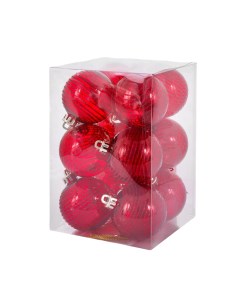 Набор шаров на ель красные 6 см 12 шт Unique treasures