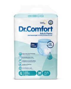 Подгузники трусики для взрослых Dr Comfort р р L талия 100 150 см 30 шт Dr. comfort