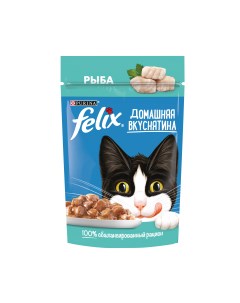Влажный корм для кошек Домашняя Вкуснятина рыба в соусе 26шт по 75г Felix