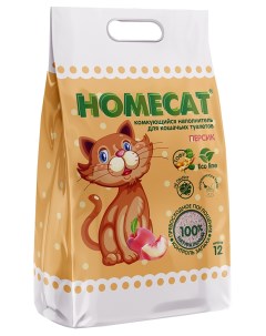 Наполнитель для туалета кошек Ecoline Персик комкующийся 4 шт по 12 л Homecat