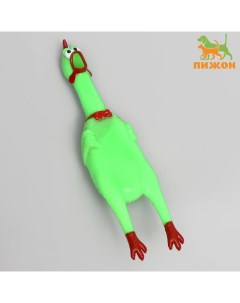 Игрушка пищащая Задумчивая курица для собак 28 см ярко зелёная Пижон