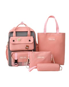 Рюкзак школьный набор для девочек 4 предмета Розовый Daprivet