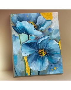 Картина по номерам с поталью Голубые цветы HR0602 Флюид