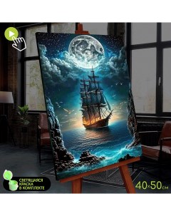 Картина по номерам со светящейся краской Корабль в лунном свете FHR0576 Molly