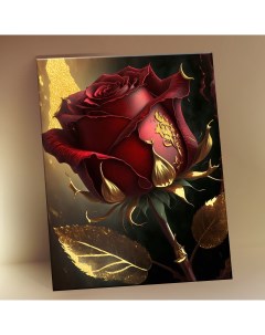Картина по номерам с поталью Красная роза KH1183P Флюид