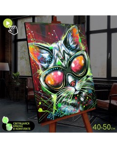 Картина по номерам со светящейся краской Стильный кот FHR0582 Molly
