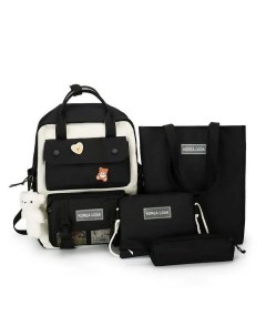 Рюкзак набор для девочек школьный 4 предмета черный 224319 Korea look
