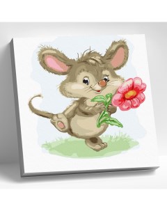 Картина по номерам Мышка с цветком KH1017 Molly