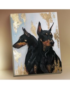 Картина по номерам с поталью Собаки породы доберман HR0458 Флюид