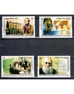 Почтовые марки Куба 200 летие со дня рождения Чарльзза Дарвина Корабли Ученые Чарльз Почтовые марки мира