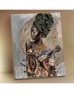 Картина по номерам с поталью Африканская девушка 40х50см HR0394 Флюид