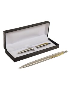 Ручка подарочная шариковая в кожзам футляре автоматическая корпус серебро золото Calligrata