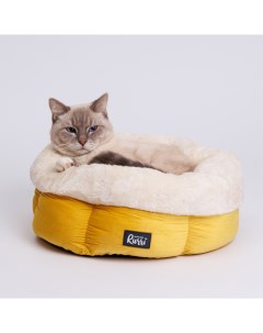 Лежак круглый для кошек и собак 38х20 см желтый Rurri