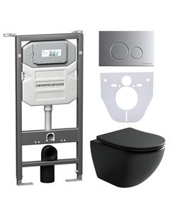 Комплект 4в1 Унитаз подвесной с сиденьем CN4002MB_1001M_1000 черный + Система инсталляции + кнопка Ceramica nova