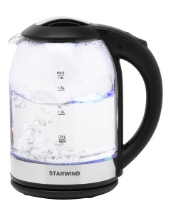 Чайник SKG2051 1 8л 1800Вт пластик стекло прозрачный черный Starwind