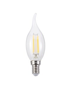 Лампа светодиодная филаментная Е14 2800К 6 Вт 580 Лм 220 240 В свеча на ветру прозрачная Voltega