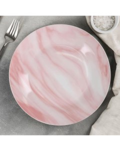 Тарелка обеденная Мрамор d 24 см цвет розовый Доляна