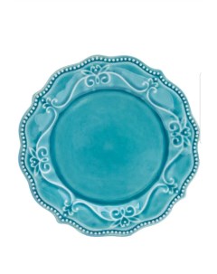 Тарелка десертная Королевская 19 5 см каменная керамика Португалия бирюза Tongo