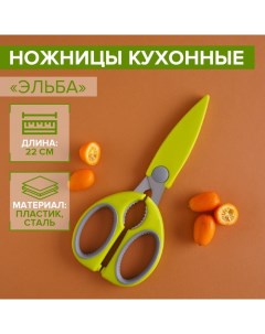 Ножницы кухонные Эльба 22 см зеленый Доляна