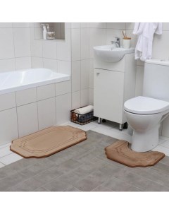 Набор ковриков для ванны и туалета Гранж 2 шт 40x50 50x80 см цвет МИКС Доляна