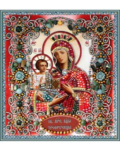 Набор для вышивания Богородица Троеручица хрустальные бусины 16 5х18 с Образа в каменьях