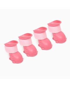 Ботинки для собак резиновые набор 4 шт размер s розовые Nobrand